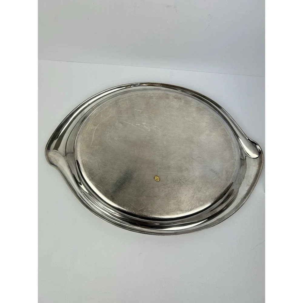 VTG 1847 Rogers Bros Flair Silverplate Oval Serving Tray Int. Silver Mid Century